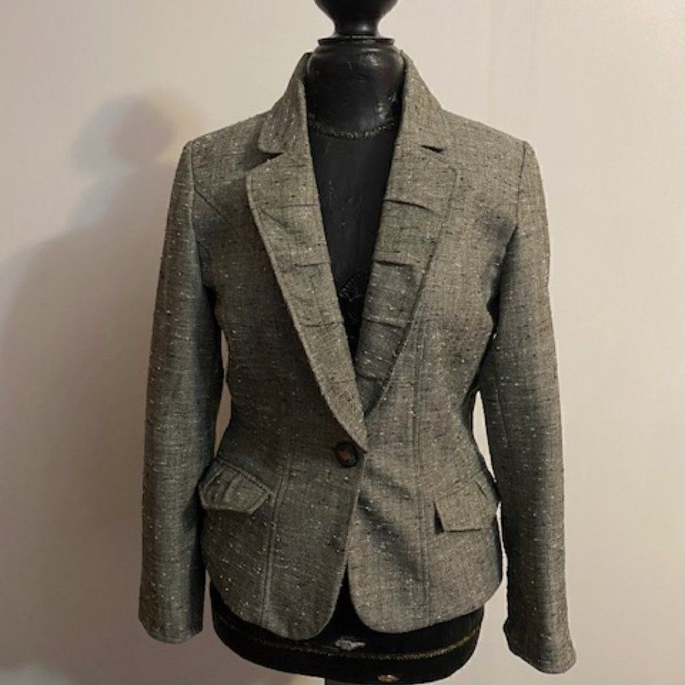 Coldwater Creek Gray/Black/White Tweed Blazer, size 8